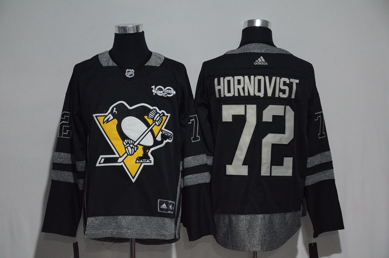 NHL Pittsburgh Penguins #72 Hornqvist Black 1917-2017 100th Anniversary Stitched Jersey->->NHL Jersey